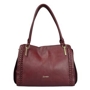 ZOOLER Leather Tote Bag Burgundy Cowhide Braided Detail Shoulder Bag